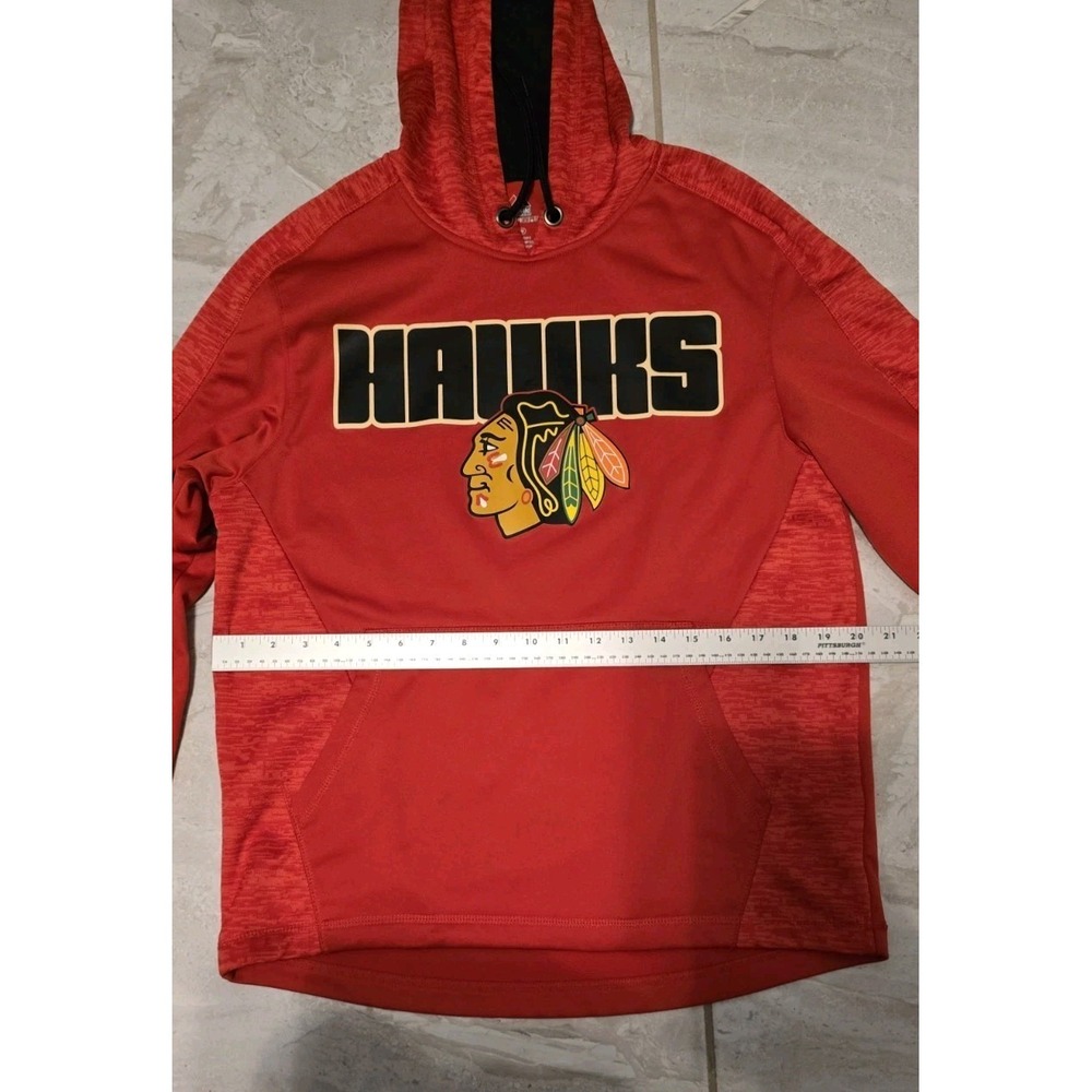 MAJESTIC Chicago Blackhawks Therma Base Red Hoodie Mens Medium NHL Hocker Fleece - Picture 7 of 9